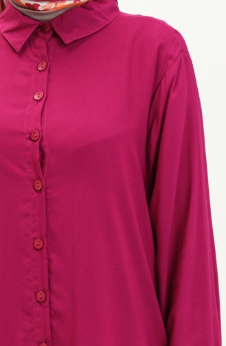 Buttoned Long Tunic 1026-01 Purple 1026-01