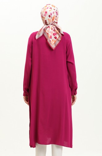 Buttoned Long Tunic 1026-01 Purple 1026-01