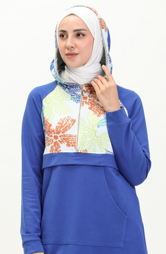 Ensemble de Survêtement à Capuche à Motifs 70076-01 Bleu Roi 70076-01