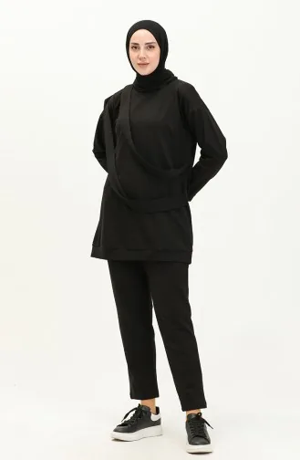 Crew Neck Tracksuit Set 70091-02 Black 70091-02