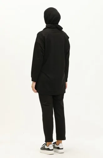Crew Neck Tracksuit Set 70091-02 Black 70091-02