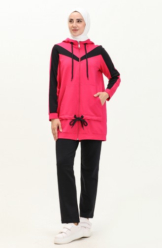 Pocketed Tracksuit Set 70094-05 Fuchsia 70094-05