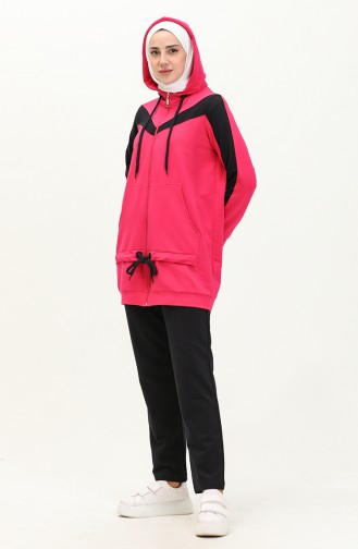 Pocketed Tracksuit Set 70094-05 Fuchsia 70094-05