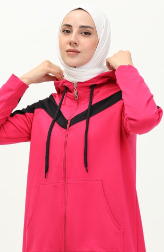 Pocketed Tracksuit Set 70094-05 Fuchsia 70094-05