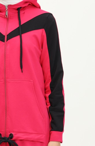 Pocketed Tracksuit Set 70094-05 Fuchsia 70094-05