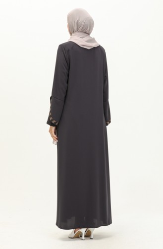 Abaya Détaillée en Pierre de Grande Taille 2038-06 Fumé 2038-06