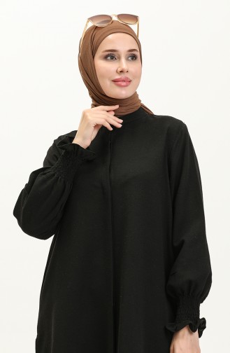 Ensemble Deux Pièces Tunique Pantalon Guipé En Lin 4429-01 Noir 4429-01
