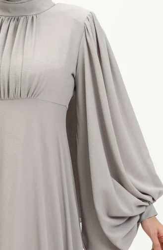 Oyya Ballonärmel Schlichtes Abendkleid 238479-02 Grau 238479-02