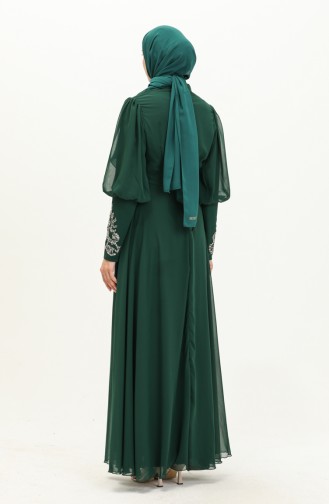 Robe de Soirée en Mousseline de Soie 52867-04 Vert Emeraude 52867-04