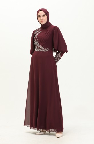 Chiffon Evening Dress 52867-05 Plum 52867-05