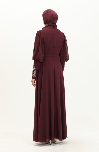 Robe de Soirée en Mousseline de Soie 52867-05 Plum 52867-05