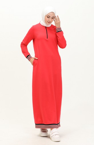 Zipper Sweat Dress 71003-01 Coral 71003-01