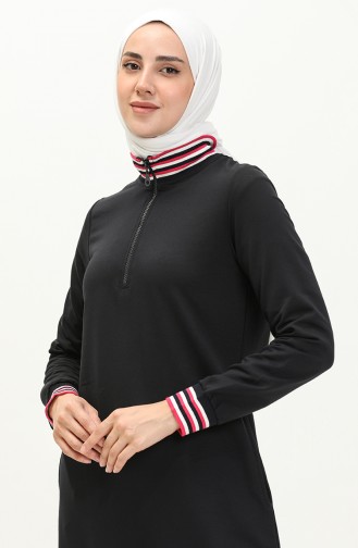 Fermuarlı Sweat Elbise 71003-02 Lacivert