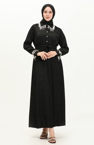 فستان بتصميم لؤلؤ 71108-01 أسود  71108-01