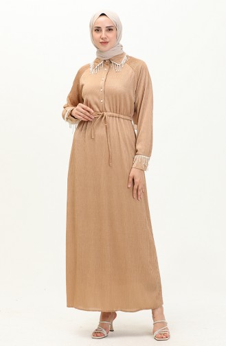 Crepe Pearl Dress 71108-02 Beige 71108-02