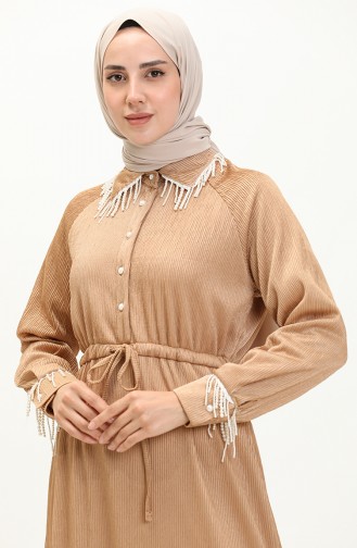 Crepe Pearl Dress 71108-02 Beige 71108-02