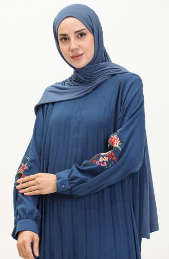 Navy Blue İslamitische Jurk 1038-02
