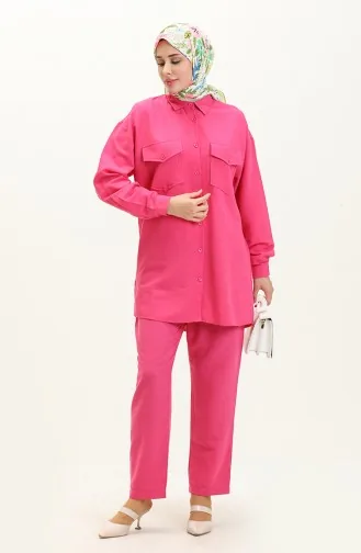 Ensemble Tunique Pantalon en Lin 4428-03 Fushia 4428-03