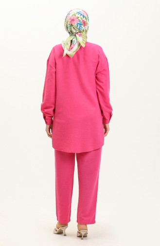 Linen Pocketed Two Piece Suit 4428-03 Fuchsia 4428-03