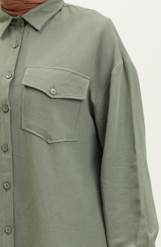 Keten Cepli Tunik Pantolon İkili Takım 4428-05 Mint Yeşili