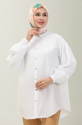 Mandarin Collar Shirt Tunic 15067-02 White 15067-02