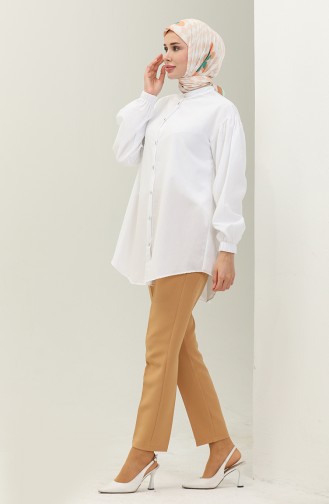 Mandarin Collar Shirt Tunic 15067-02 White 15067-02