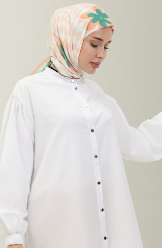 Mandarin Collar Shirt Tunic 15067-02 White 15067-02