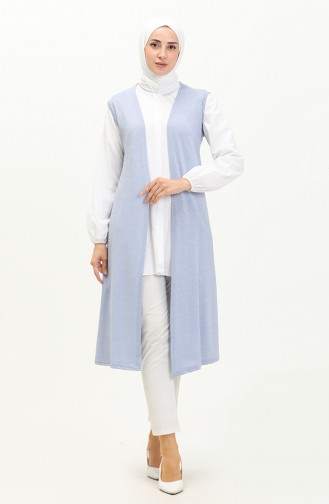 Silvery Long Vest 8624-01 Blue 8624-01