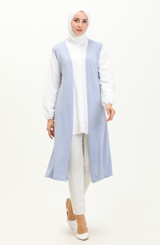 Silvery Long Vest 8624-01 Blue 8624-01