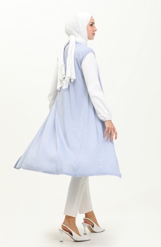 Silvery Long Vest 8624-01 Blue 8624-01