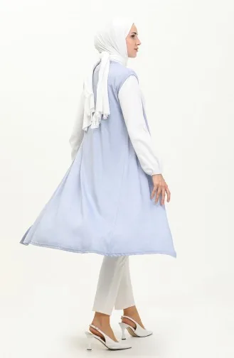 Silbrige lange Weste 8624-01 Blau 8624-01