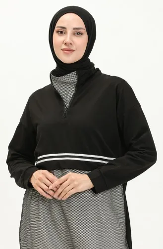 طقم رياضي بشريط 71008-03 أسود 71008-03