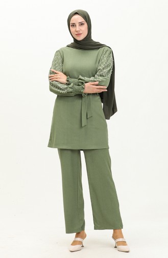 Ensemble Pantalon Tunique avec Perles 71130-01 Khaki 71130-01