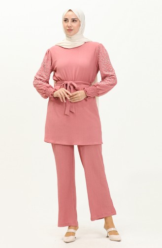 Ensemble Pantalon Tunique avec Perles 71130-05 Rose Pâle 71130-05