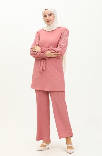 Ensemble Pantalon Tunique avec Perles 71130-05 Rose Pâle 71130-05