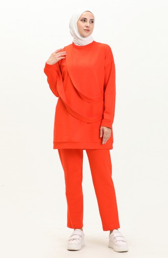 Crew Neck Tracksuit Set 70091-04 Orange 70091-04