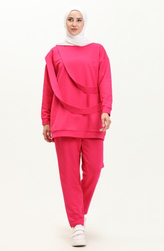 Crew Neck Tracksuit Set 70091-05 Fuchsia 70091-05