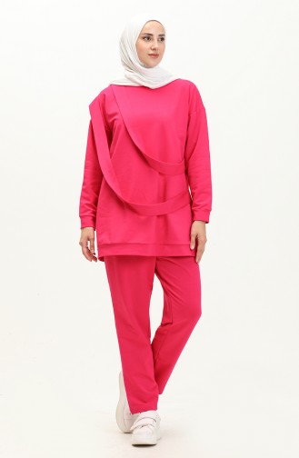 Crew Neck Tracksuit Set 70091-05 Fuchsia 70091-05