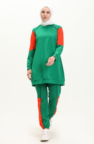 Garnished Tracksuit Set 71083-02 Green 71083-02