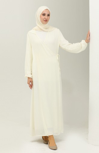 فستان الصلاة بربطة 4481B-09  كريمي 4481B-09