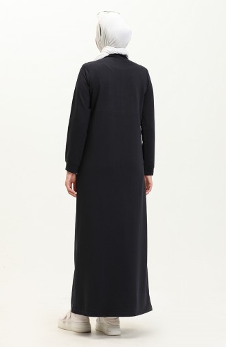 Zippered Sports Abaya 9283-01 Navy Blue 9283-01