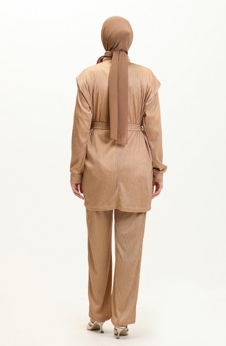 Pleated Two Piece Suit 71116-01 Beige 71116-01