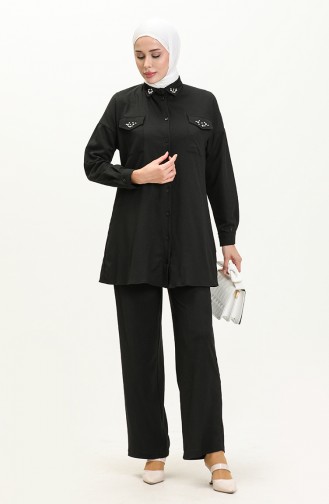 Tunika Hose Doppelset mit Perlen 71121-03 Schwarz 71121-03