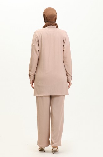 Tunika Hose Doppelset mit Perlen 71121-04 Beige 71121-04