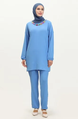 Crepe Necklace Two Piece Suit 71136-01 Saxe 71136-01