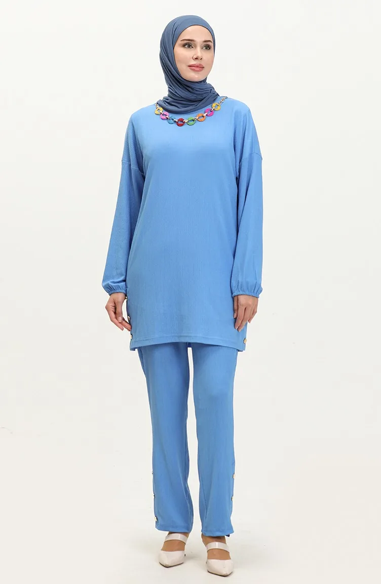 Crepe Necklace Two Piece Suit 71136-01 Saxe 71136-01