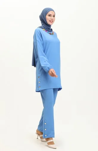 Crepe Necklace Two Piece Suit 71136-01 Saxe 71136-01
