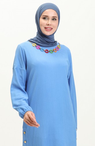 Bürümcük Kolyeli Tunik Pantolon İkili Takım 71136-01 Saks