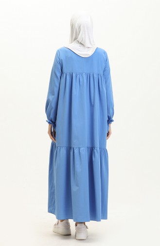 Sleeve Lace Detailed Dress 70043-01 Saxe 70043-01
