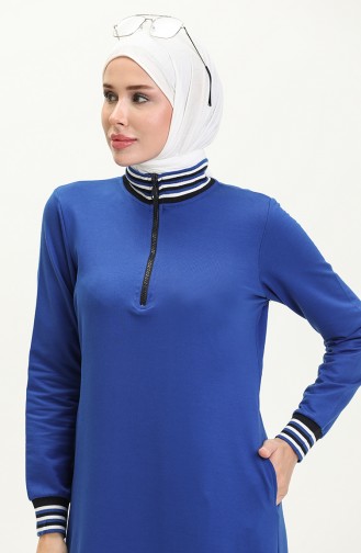 Fermuarlı Sweat Elbise 71003-03 Saks